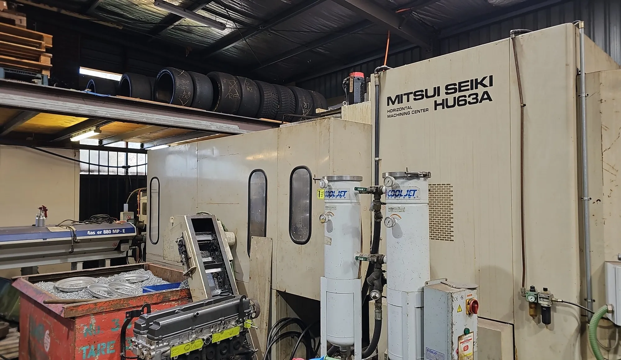 The Mitsui Seiki HU63A horizontal machining centre in the workshop